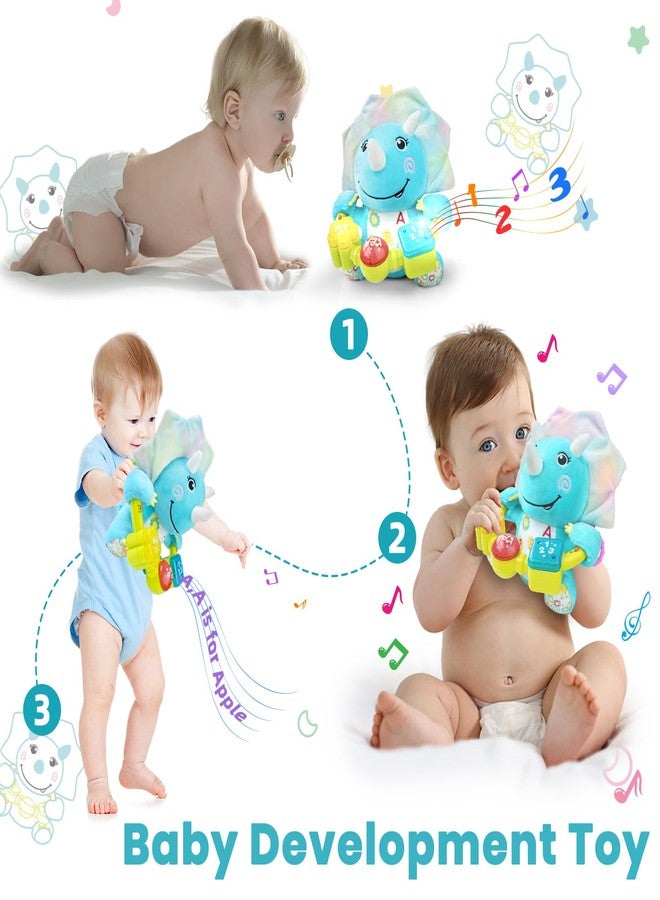 Holaxander Baby Dino Musical Stuffed Animals Toy with Light-Up Music & Crinkle Sound Paper,Infant Bilingual Early Learning Education Toys,Tummy Time Toys for 0-3-6-12+ Months Boy Girl - Image 4